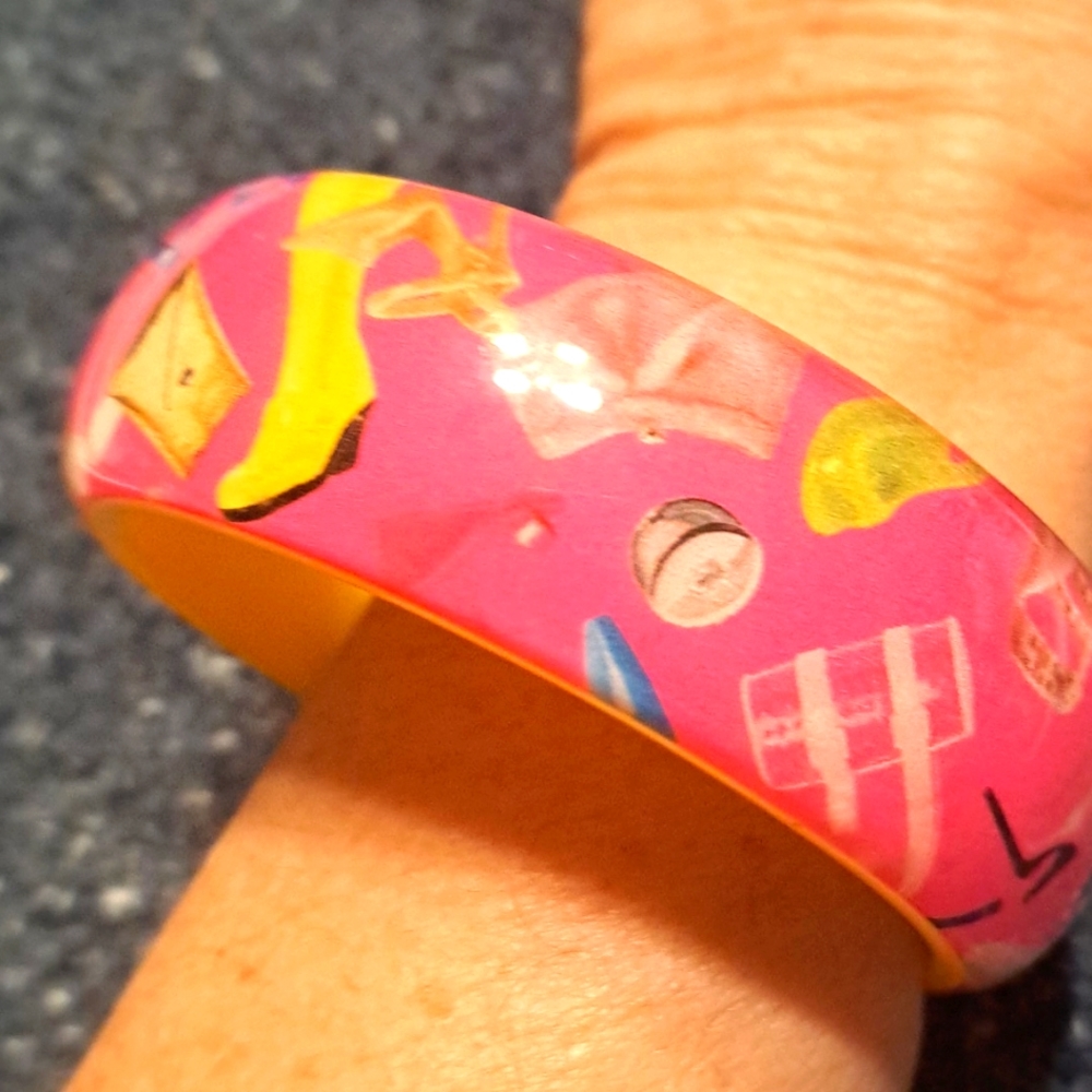 Vintage Lucite Plastic Barbie Accessories on Bangle Style Bracelets Unusual